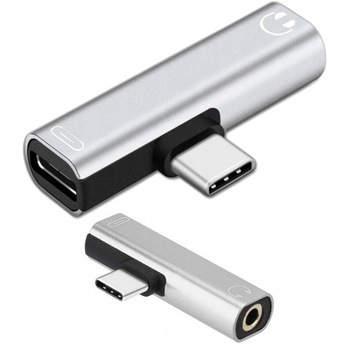 ALUMINIOWY ADAPTER ROZDZIELACZ USB-C TYP C GNIAZDO MINI JACK DO SŁUCHAWEK