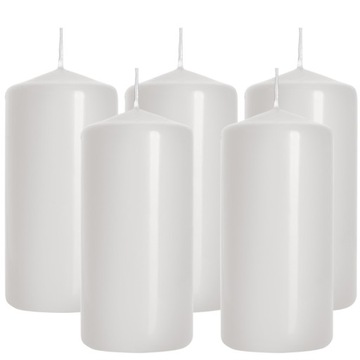 ZESTAW 5 ŚWIEC STOŁOWYCH WALEC KLASYCZNA ŚWIECZKA 10cm BIAŁA