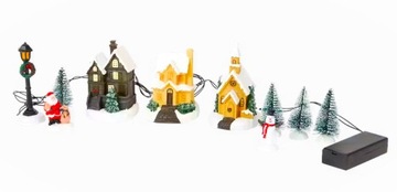 ŚWIĄTECZNA WIOSKA DEKORACYJNA OZDOBA SCENKA Magic Village Z OŚWIETLENIEM