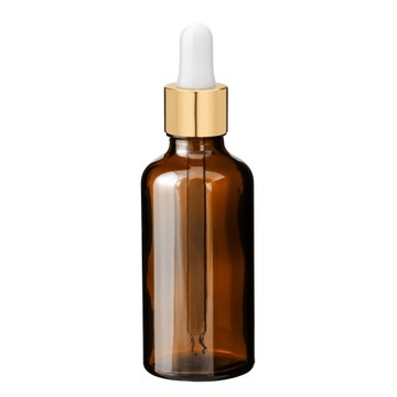 Butelka szklana brązowa 50 ml z pipetą złotą 5 sztuk