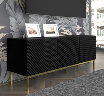 Szafka RTV Ravenna C 200 4D czarny połysk szpilki