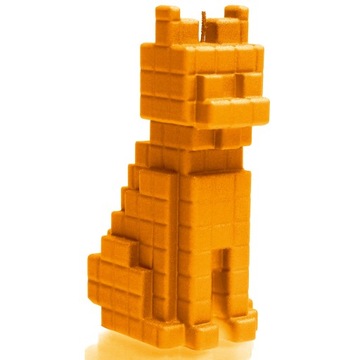 Świeca dekoracyjna - Kot Pixel - Pomarańczowa