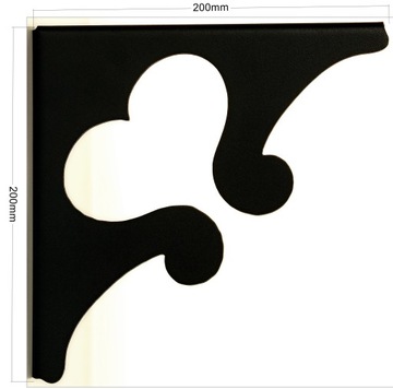 Кронштейн угловой, декоративный металлический кронштейн 200х200мм черный