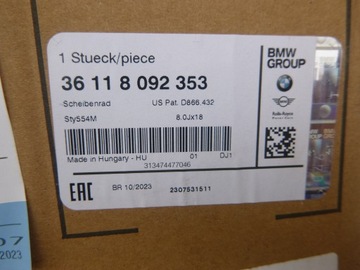 DISK HLINÍK BMW OE 8092353 8.0" X 18" 5X112 ET 54