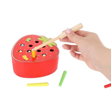 ДЕРЕВЯННАЯ КЛУБНИЧНАЯ ИГРА ПОЙМАЙТЕ ЧЕРВЯ УДОЧКОЙ