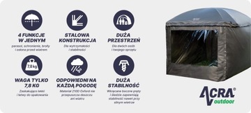 ACRA Outdoor Shest XXL, 300 см зонтик с боковыми стенами и столбами