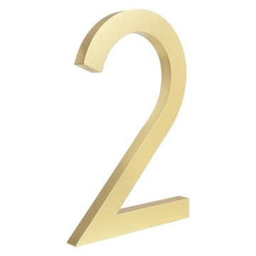 metal NUMER DOMU mieszkania CYFRA 2 złota 15 cm