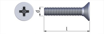 Wkręty stożkowe M5x80 DIN 965 ocynk. 6 sztuk