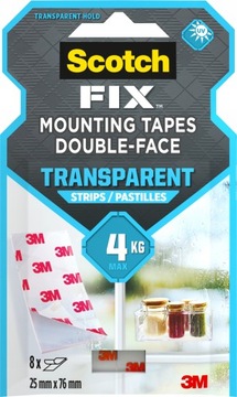 3M Scotch-Fix 4910C-ST8-P Przezroczyste paski mocujące 25mmx75mm op.