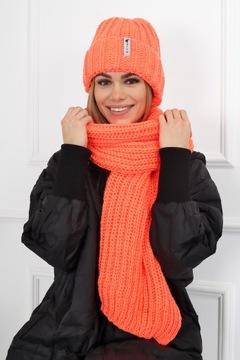 ШАПКА ЖЕНСКАЯ ЗИМНЯЯ, ТЕПЛАЯ, КОМФОРТНАЯ, ТОЛСТАЯ, СПОРТИВНАЯ ЖЕНСКАЯ, ОРАНЖЕВО-НЕОН 2252