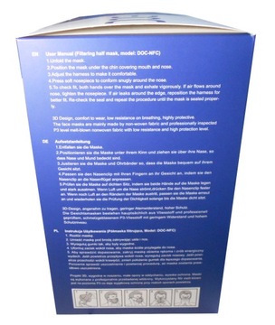 Maska FFP2, Antywirusowa 5-warstwowa czarna 50 szt
