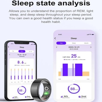 LOPOM Смарт-кольцо для мужчин Smartring 2024 Мониторинг здоровья Водонепроницаемый
