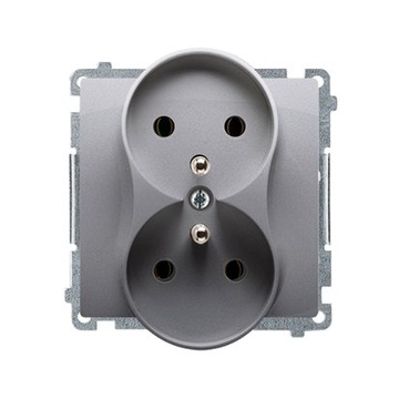 SIMON BASIC GNIAZDO Z UZIEMIENIEM PODWÓJNE BMGZ2M.01/21 /moduł/ INOX