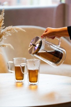 Стеклянный заварник для чая 1000 мл diva silver