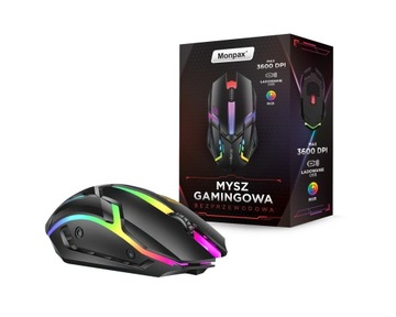 MYSZKA GAMINGOWA MYSZ DLA GRACZY BEZPRZEWODOWA KOMPUTEROWA LED RGB 3600 DPI