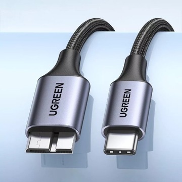 Кабель USB C/micro USB-B 3.0 Ugreen US565 5Гбит/с 3А 0,5м - серый