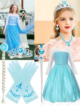 Strój Karnawałowy Kostium dla Dziewczynki ELSA FROZEN 130 cm Rozmiar L