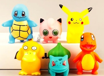 ZESTAW 6X FIGURKI POKEMON PIKACHU, BULBASAUR, CHARMANDER, SQUIRTLE, PSYDUCK