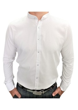 Koszula Biała struktóra na stójce slim 5XL