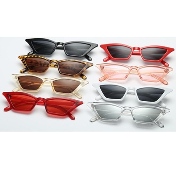 Damskie lustrzane plastikowe małe okulary przeciwsłoneczne Okulary czerwone
