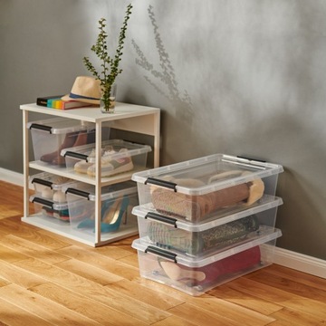 КОНТЕЙНЕРНАЯ КОРОБКА ПЛАСТИКОВАЯ КОРОБКА С КРЫШКОЙ ПРОЗРАЧНЫЙ ОРГАНАЙЗЕР 80 Л