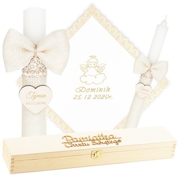 КРЕЩЕННАЯ СВЕЧА + КОРОБКА С ВЫШИВКОЙ КРЕЩЕННАЯ ОДЕЖДА