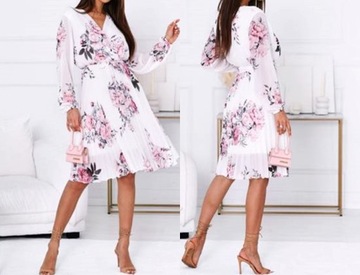 252 ВОЗДУШНОЕ ПЛИССИРОВАННОЕ ШИФОНОВОЕ ПЛАТЬЕ С ЦВЕТАМИ