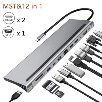 Hub USB 12 w 1 stacja dokująca MST podwójny Y383