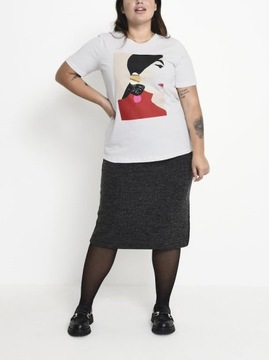 T-shirt damski KAFFE curve biały XL 54/56