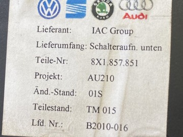 AUDI A1 8X PANEL ŘÍZENÍ 8X1857851