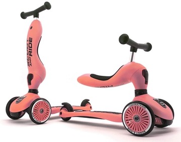 SCOOTANDRIDE Peach СКУТЕР и НАБОР 2 в 1 + ШЛЕМ со светодиодной подсветкой XXS для S 1+