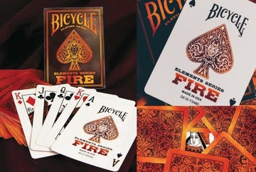 Karty do Gry Bicycle Fire talia standardowa pięknie ilustrowana OGIEŃ