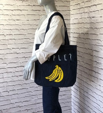 CIEMNY DENIM TORBA TOREBKA SZHOPERKA BANANY