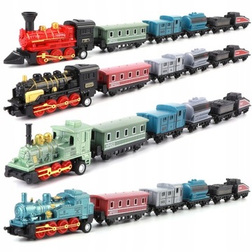 KOLEJKA LOKOMOTYWA 4X POCIĄG + 5 WAGONIKI METAL