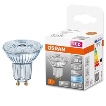 Żarówka LED GU10 6,9W=80W 4000K 36° OSRAM SZKLANA