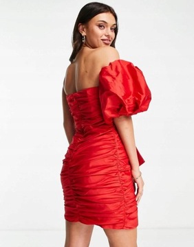 Forever New ots mini czerwona z tafty sukienka kokarda M NH2