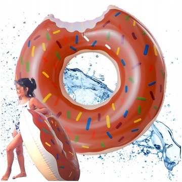 KOŁO DO PŁYWANIA DUŻE MATERAC DMUCHANY DONUT XXL BRĄZOWY RÓŻOWY NA WAKACJE