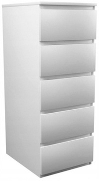 KOMODA DUŻA 5 SZUFLAD MALWIN W5 40CM - BIEL MAT