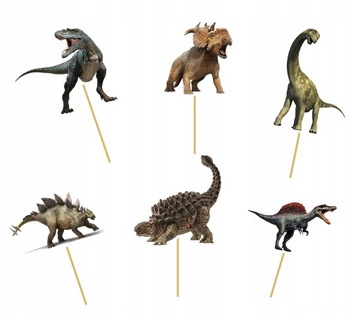 TOPPER Pikery DINOZAURY Dekoracja na tort 6szt