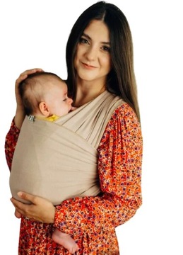 NUDE BEIGE - Chusta do noszenia dzieci, elastyczna Bawełna 5,0 m LennyLamb
