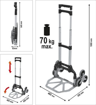 WÓZEK MAGAZYNOWY SCHODOWY 70KG VOREL składany
