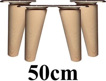 NOGI NÓŻKI drewniane skośne 50cm 4szt + blachy