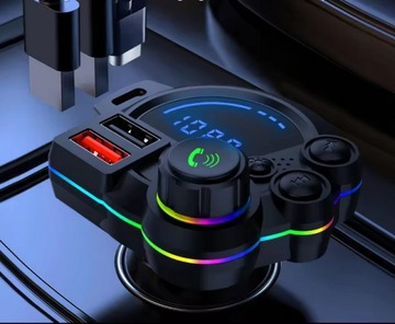 Автомобильный FM-передатчик Bluetooth QC 3.0 PD со светодиодной подсветкой, адаптер автомобильного зарядного устройства