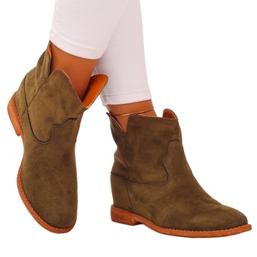 BOTKI DAMSKIE BUTY ELEGANCKIE ZAMSZOWE