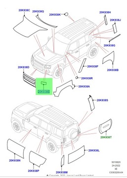 ORIGINÁLNÍ FÓLIE OSOBNÍ STRÁŽCE NÁRAZNÍKU POD SVĚTLO NEW DEFENDER L663 20- LR138327