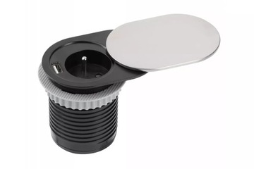 Gniazdo wpuszczane w blat FI60 GTV inox gniazdko pojedyncze z bolcem 1x USB