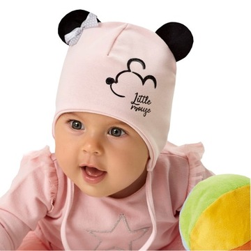 CZAPKA DLA DZIEWCZYNKI WIĄZANA bawełna r 44 46