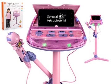 ZESTAW DO KARAOKE DLA DZIECI MIKROFON STATYW MP3