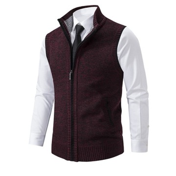 Kamizelka męska elegancka kamizelka ciepły sweter pulower stójka rozmiar