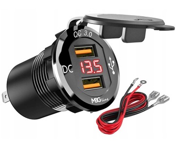 Ładowarka Zasilacz 2x USB QC3.0 Woltomierz 3a 24V